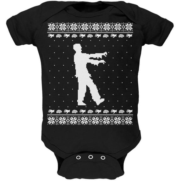 Big Zombie Ugly XMAS Sweater Black Soft Baby One Piece - 12-18 months