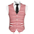 thumbnail image 5 of Yuyamidu Red Line Mens Suit Vest Pink Christmas V-Neck 3-Pocket Waistcoat Dress Formal Business Tuxedo Wedding Party, Size XL, 5 of 7