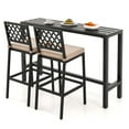 thumbnail image 1 of Gymax 3PCS Outdoor Metal Bar Table & Chairs Set Patio Dining Table Set w/ Cushion, 1 of 7