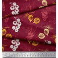 thumbnail image 3 of Soimoi Red Heavy Canvas Fabric Leaves & Berries Fruits Print Fabric by the Yard 58 Inch Wide, 3 of 3