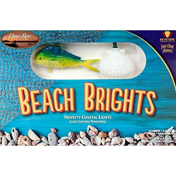 Beach Brights 10 Count Fish and Seashell Novelty Coastal Light Set
