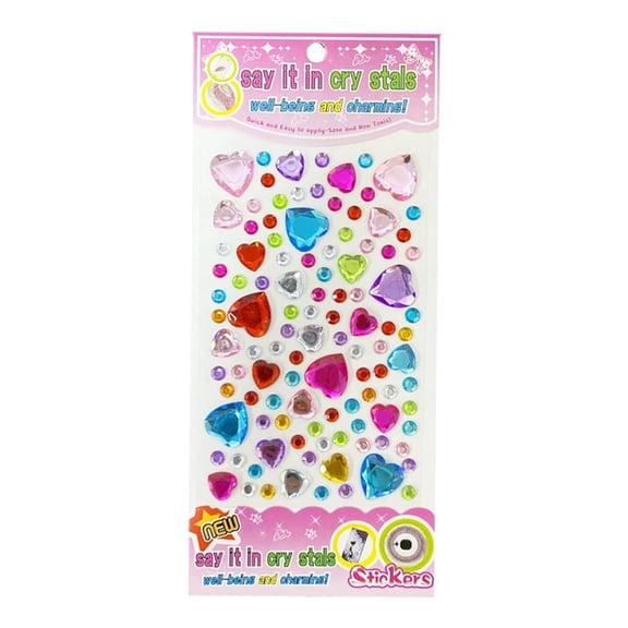 Heart Rhinestone Stickers, Self-Adhesive Gem Stickers for Crafts, Various Shaped Acrylic Shiny 3D Jewelry Stickers for Scrapbook Supplies