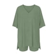 thumbnail image 7 of Mifsaly 2 Piece Short Sets for Women Oversized V Neck T Shirt and High Waisted Shorts Soft Breathable Athletic Workout Outfits 2026 Green,S, 7 of 7