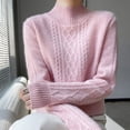 thumbnail image 4 of Suéter grueso de otoño e invierno para mujer, suéter de cuello redondo con parte inferior, top cálido de estilo occidental, 4 of 5