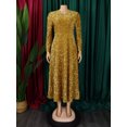 thumbnail image 4 of AURA Women’s Sequin A-Line Dress Round Neck Long Sleeve High Waist Mid-Length Zipper S-XXXL, 4 of 6