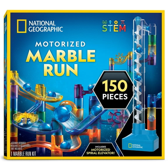 National Geographic Marble Run with Motorized Elevator – 150-Piece STEM Maze Kit for Kids