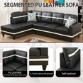thumbnail image 4 of Wzlam Faux Leather 3 Piece Sofa Set with Storage Ottoman, L Shaped Sectional Couch Living Room Sofa for Bedrooms, Apartments and Offices, Black, 4 of 10