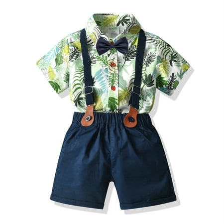 

ZRBYWB Toddler Boys Clothes Short Sleeve Solid T Shirt Tops Vest Coat Shorts Child Kids Gentleman Outfits