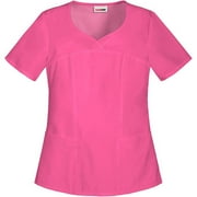 Women's Fashion Essentials Mock Wrap Scrub Top with Back Elastic