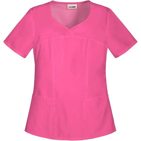 Women's Fashion Essentials Mock Wrap Scrub Top with Back Elastic