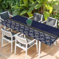 thumbnail image 2 of Boho Navy Blue Flower Table Cloths for 8 Foot Rectangle Tables, Abstract Bohemia Pesley Floral Patio Waterproof Elastic Fitted Tablecloths, Washable Rectangular Table Cover for Camping, 2 of 8