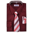 thumbnail image 2 of Berlioni Kids Boys Long Sleeve Dress Shirt With Tie and Hanky  Burgundy, 2 of 2