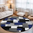 thumbnail image 2 of Round Area Rugs 6Ft, Navy Blue Black Geometric Non-Slip Washable Circle Rugs Carpet, Modern Abstract Art Block Indoor Outdoor Rug Floor Mats Throw Runner for Bedroom Living Room Bathroom, 2 of 8