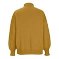 thumbnail image 5 of Womens Knitted Mock Neck Sweater Lantern Long Sleeve Plain Pullover Tops for Fall Winter Casual Clothes Loose Fit (Medium, Yellow), 5 of 6