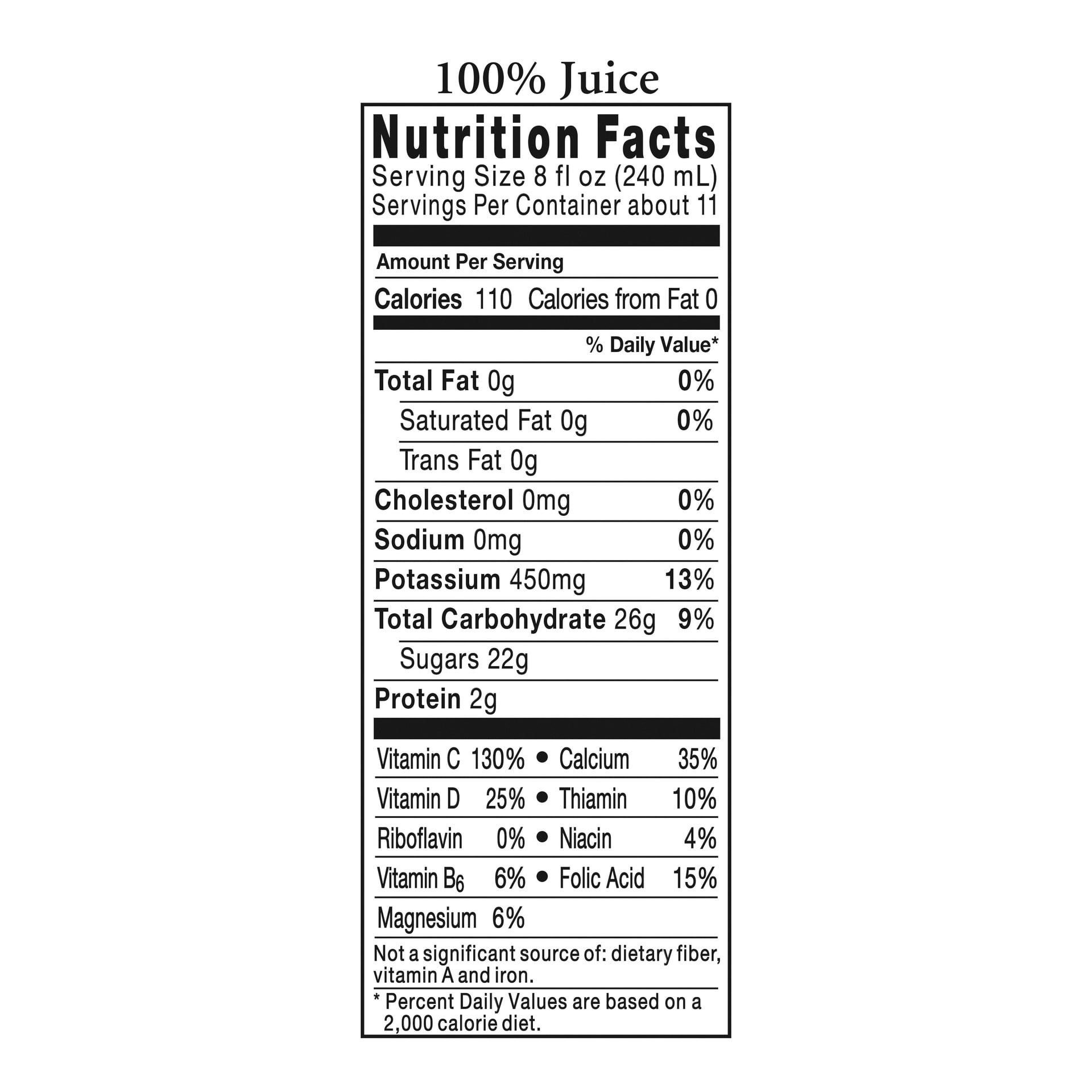 Tropicana Orange Juice Nutrition Facts No Pulp Bios Pics