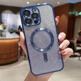 thumbnail image 1 of Compatible With iPhone 14 Pro Max Protective Case, Electroplated Magnetic Case, Cute Ultra-Thin Soft Silicone Phone Case, Shiny Gradient Color Girl Phone Case,Dark blue, 1 of 1
