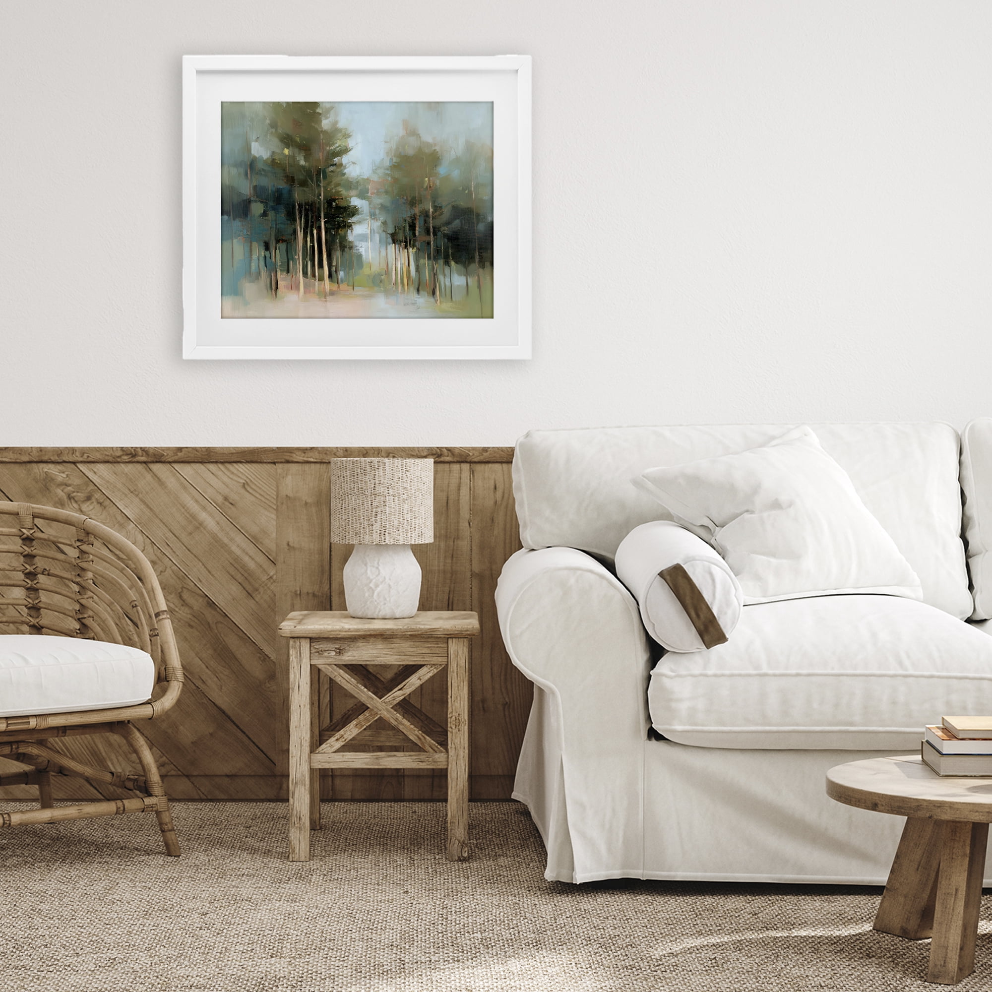 Stupell Industries The Grove Impressionist Forest White Framed Print Under Glass, design by Kim Curinga