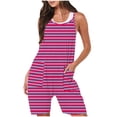 thumbnail image 2 of FAIWAD Rompers for Women Summer Casual Short Jumpsuits Overalls with Pockets 2024 Striped Jumpers, 2 of 5