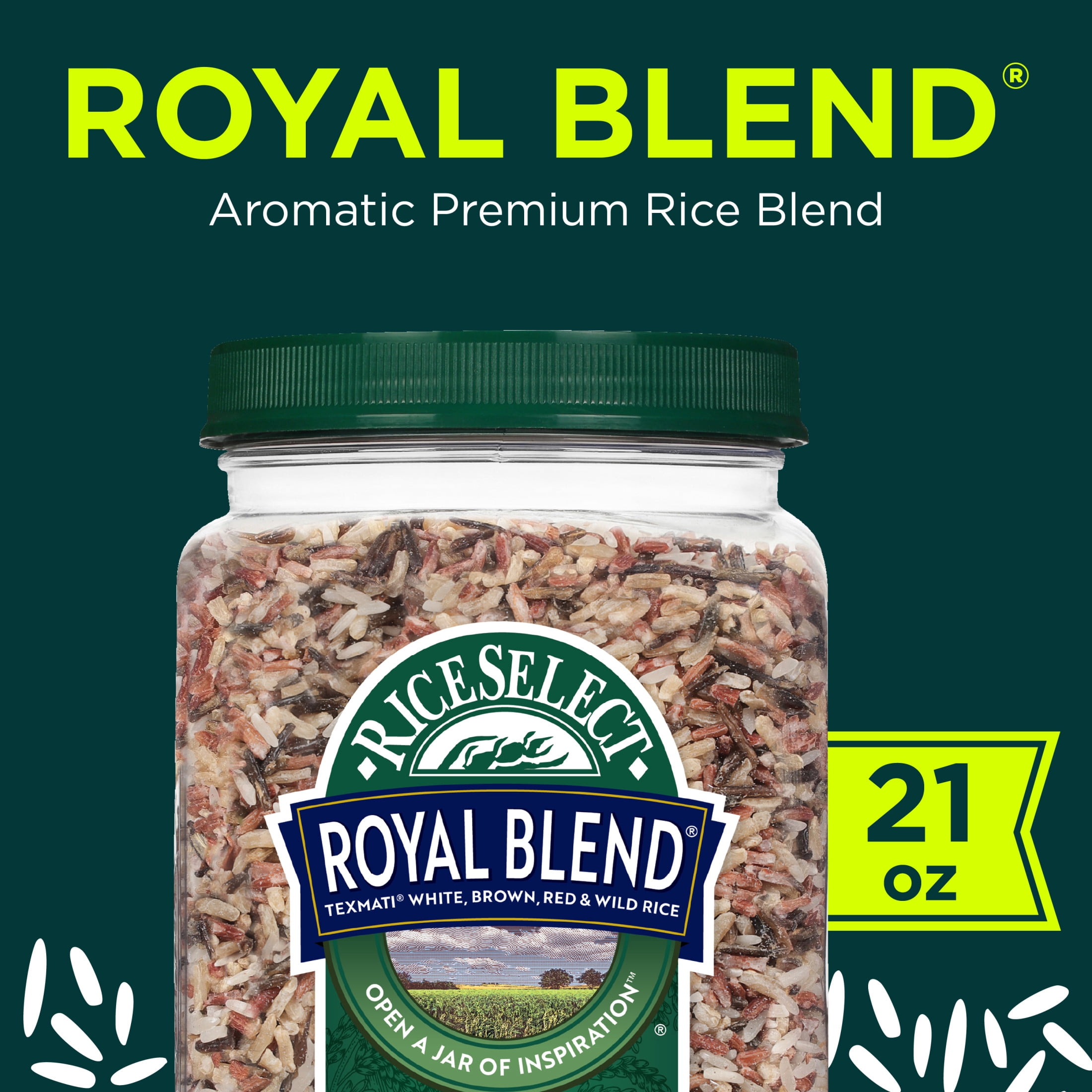 (2 pack) RiceSelect Premium Royal Blend Rice, Texmati Rice Blend, 21 oz Jar