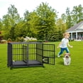 thumbnail image 5 of 48 inch Heavy Duty Dog Crate, Large Metal Dog Kennel with 2 Feeding Door & Blows, Pet Cage House with Removable Tray and Wheels for s/m/l Dogs, 5 of 8