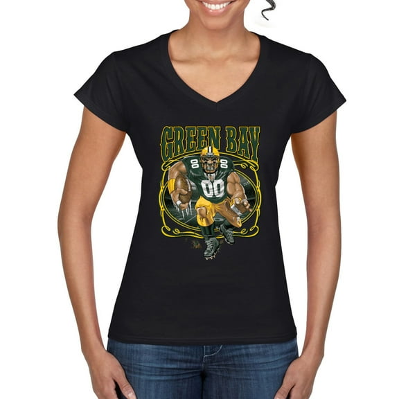 Wild Bobby, Green Bay Fan | GB Fantasy Football ,Sports, Women Standard V-Neck Tee, Black, Small