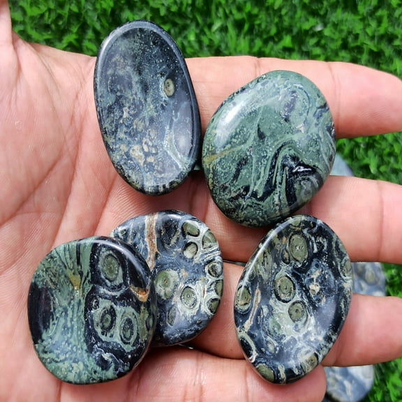 Kambaba Jasper Stone for Crystal Healing Pocket Palm Stone Thumb Stone 3 Pcs