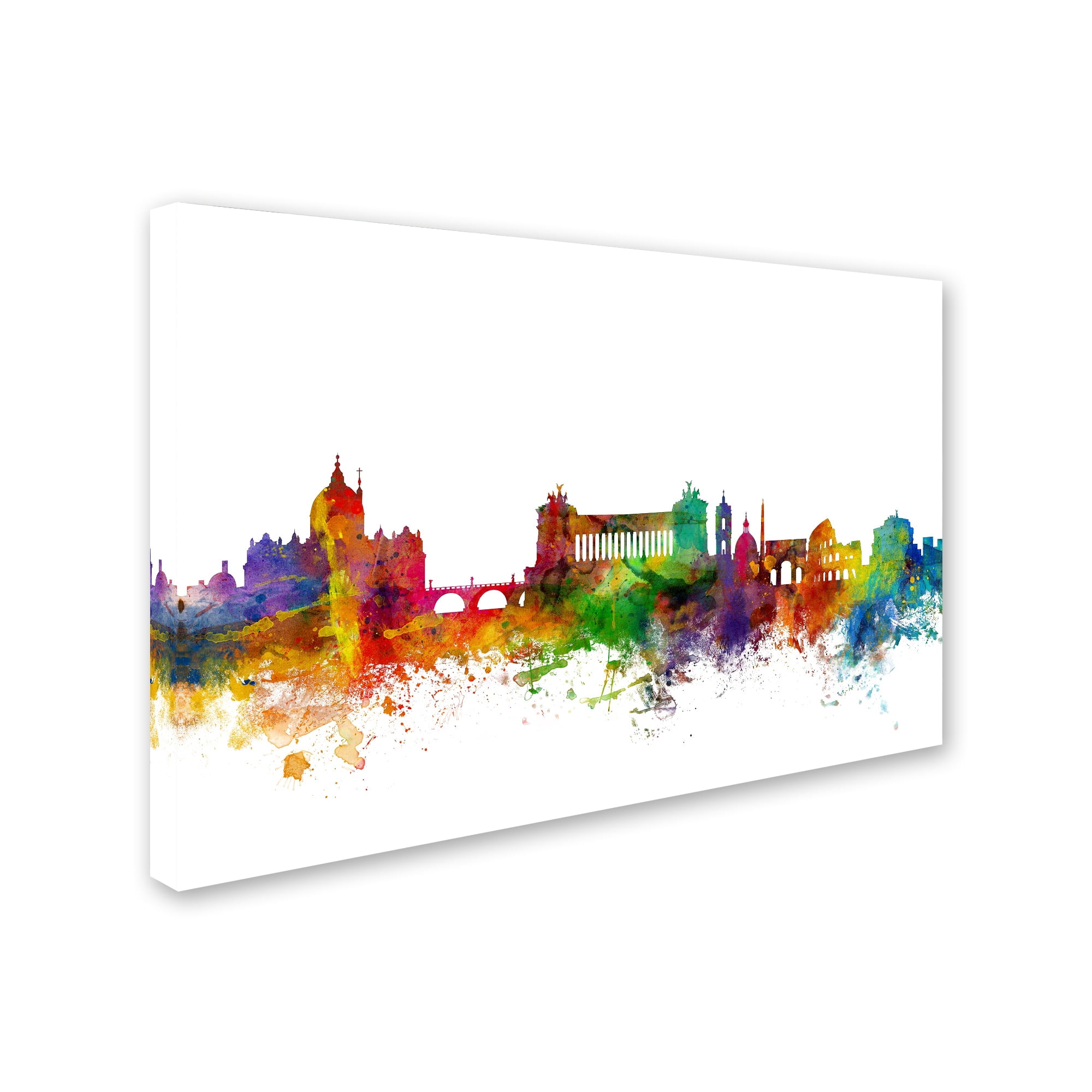 Trademark Fine Art "Rome Italy Skyline White" Canvas Art by Michael Tompsett