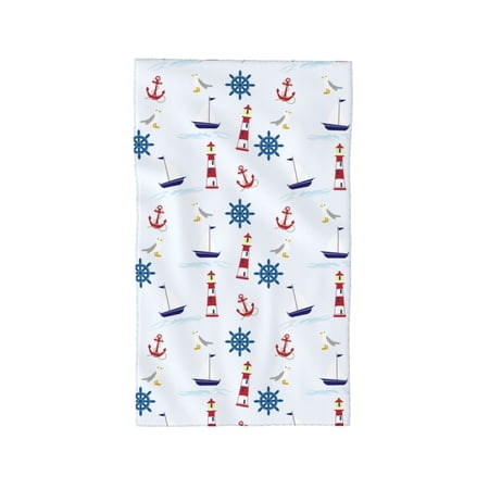YFYANG Absorbent Towel, Soft Skin-Friendly Lighthouse Sail Boat Graffiti Washcloth Bath Towel, Suitable for All Skin, 27.5 x 16-inch