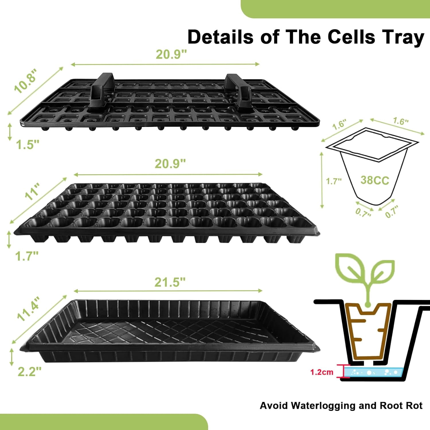 Seed Starter Trays with Dibber – Reusable Seedling Trays for Germination Propagation, Soil Digger for Quickly Setting Out.