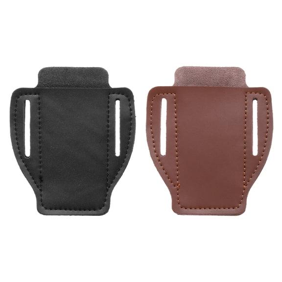 Uxcell Leather Pocket Knife Sheath 4.7" x 3.8" Open Top for EDC Folding Knife, Black, Dark Brown