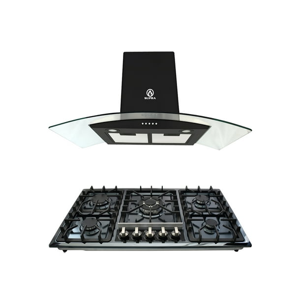 Combo Supra Parrilla De 5 Quemadores Y Campana De Pared Combo Viterbo Color Negro