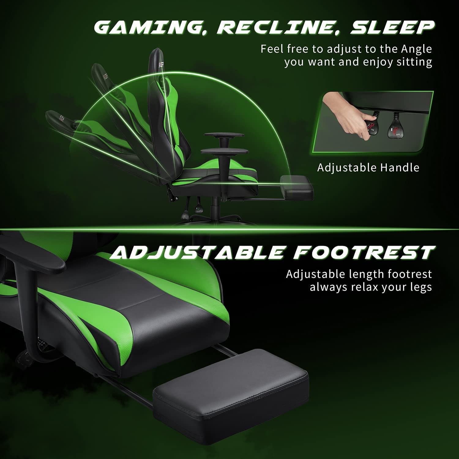 Lacoo High Back Gaming Chair Ergonomic Gaming Computer Chair,Green