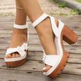 thumbnail image 2 of Rokment Womens Floral Platform Dressy Sandals Boho Beach Casual Open Toe Ankle Strap Chunky Lug Heels Dress Summer Shoes White Size 7.5, 2 of 6