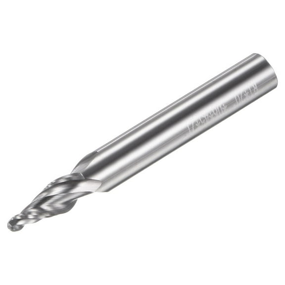 Uxcell 2mm x 6mm 20 Degree Angle Uncoated Carbide 2 Flutes Tapered Ball Nose End Mill