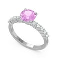 thumbnail image 2 of Diamond-Capitals 2.25 Carat Elegant Round Cut Genuine Diamond & Pink Sapphire Gemstone Anniversary Ring for Women Solid 18K White Gold Size 10, 2 of 7
