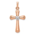 thumbnail image 1 of 14K Two-Tone Gold Charm Pendant Themed Diamond Brushed & Polished Hollow Latin Heart Cross, 1 of 2