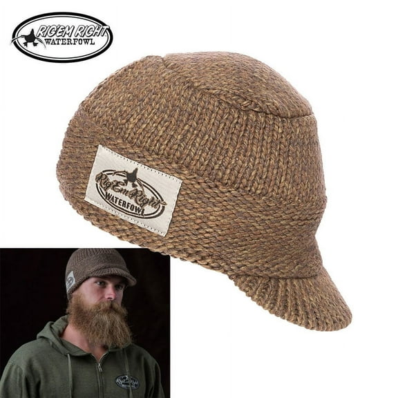 Rig'em Right Heavyweight Billed Knit Beanie- Olive Timber