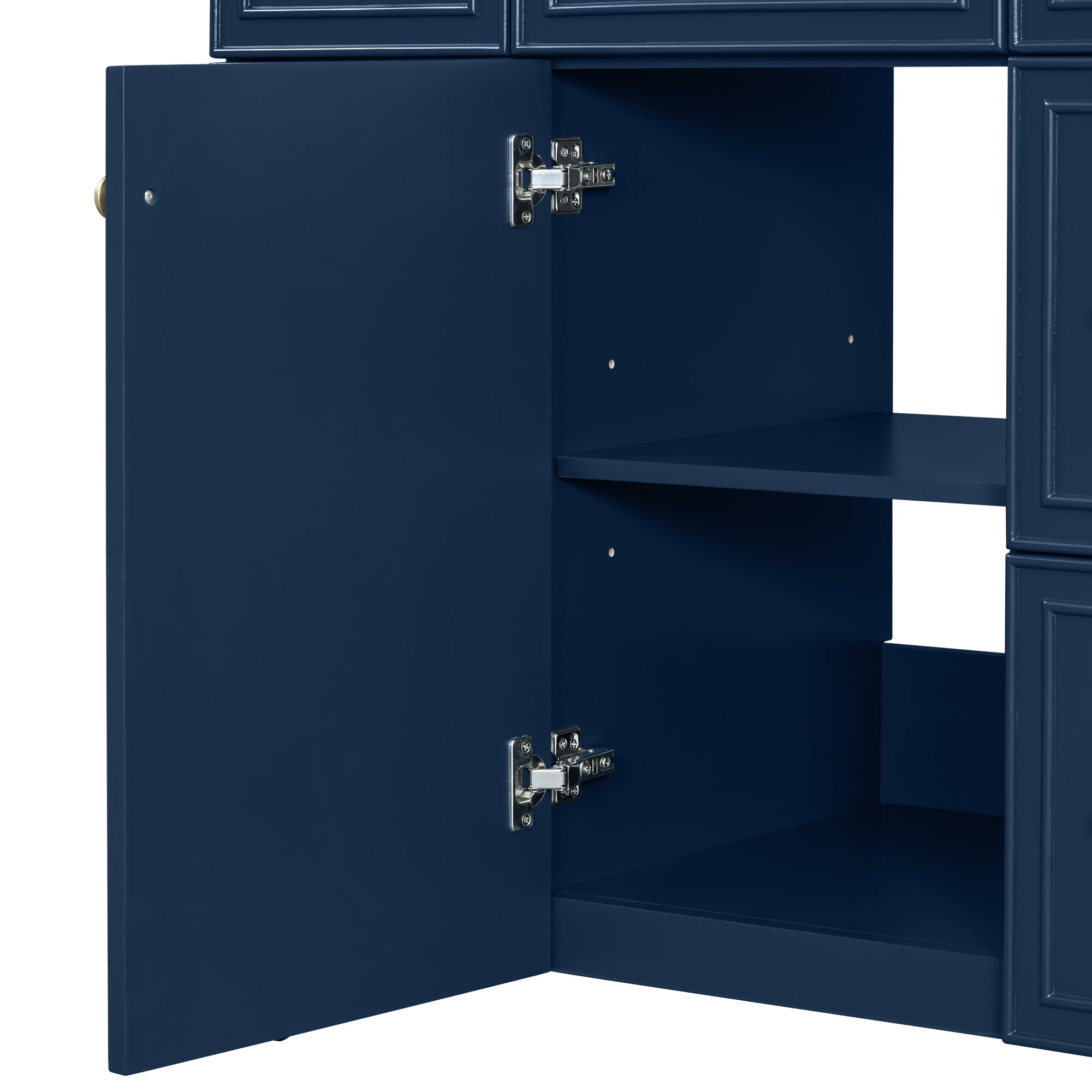 viswild 36" Bathroom Vanity with Ceramic Sink, Solid Wood, Soft Close Doors, 3 Drawers & Double-Depth Storage, Space Saving Design for Small Bathrooms, Blue
