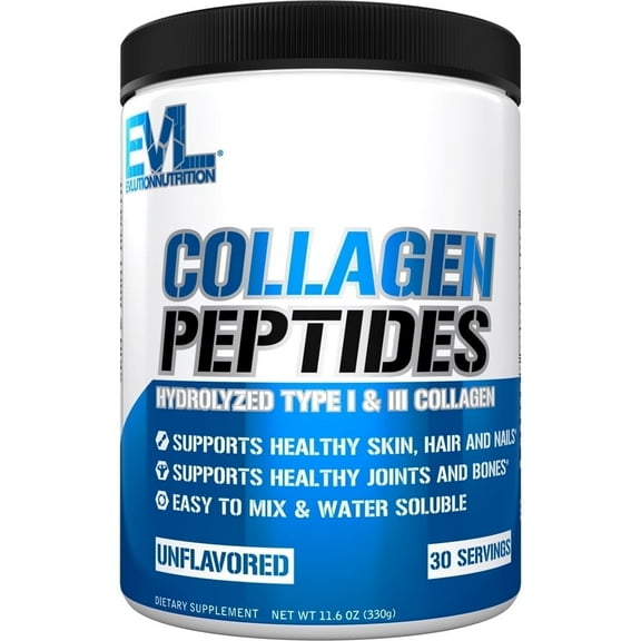 Collagen Peptides Powder for Bone & Joint Support - Hair Skin and Nails Vitamins - EVL Hydrolyzed Collagen Powder Supplement 30 Servings