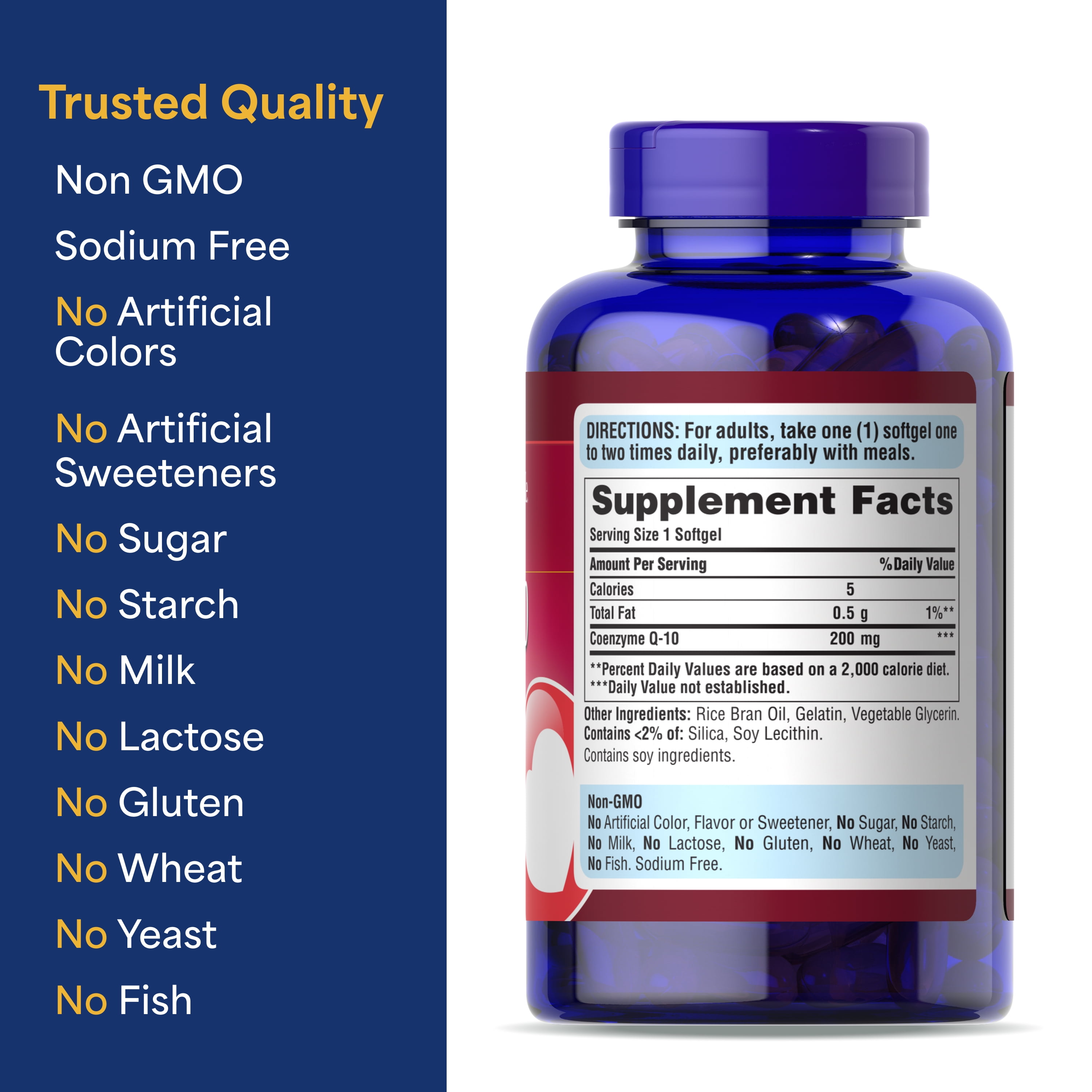 Puritans Pride QSORB CoQ10 200 mg Supplement for Heart Health Support** Important for Statin Medication Users 240 Rapid Release Softgels