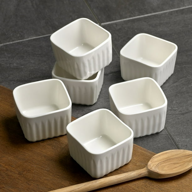 overandback Porcelain Square Ramekins, Set of 6