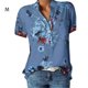 thumbnail image 5 of Qarigey Camisa de manga corta con cuello en V y botones estampados para mujer Prendas para la parte del cuerpo Azul M Qarigey AP002115-34, 5 of 5