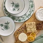 Stone Lain Esme 32-Piece Dinnerware Set with Pasta Bowls Porcelain, Service for 8, Green