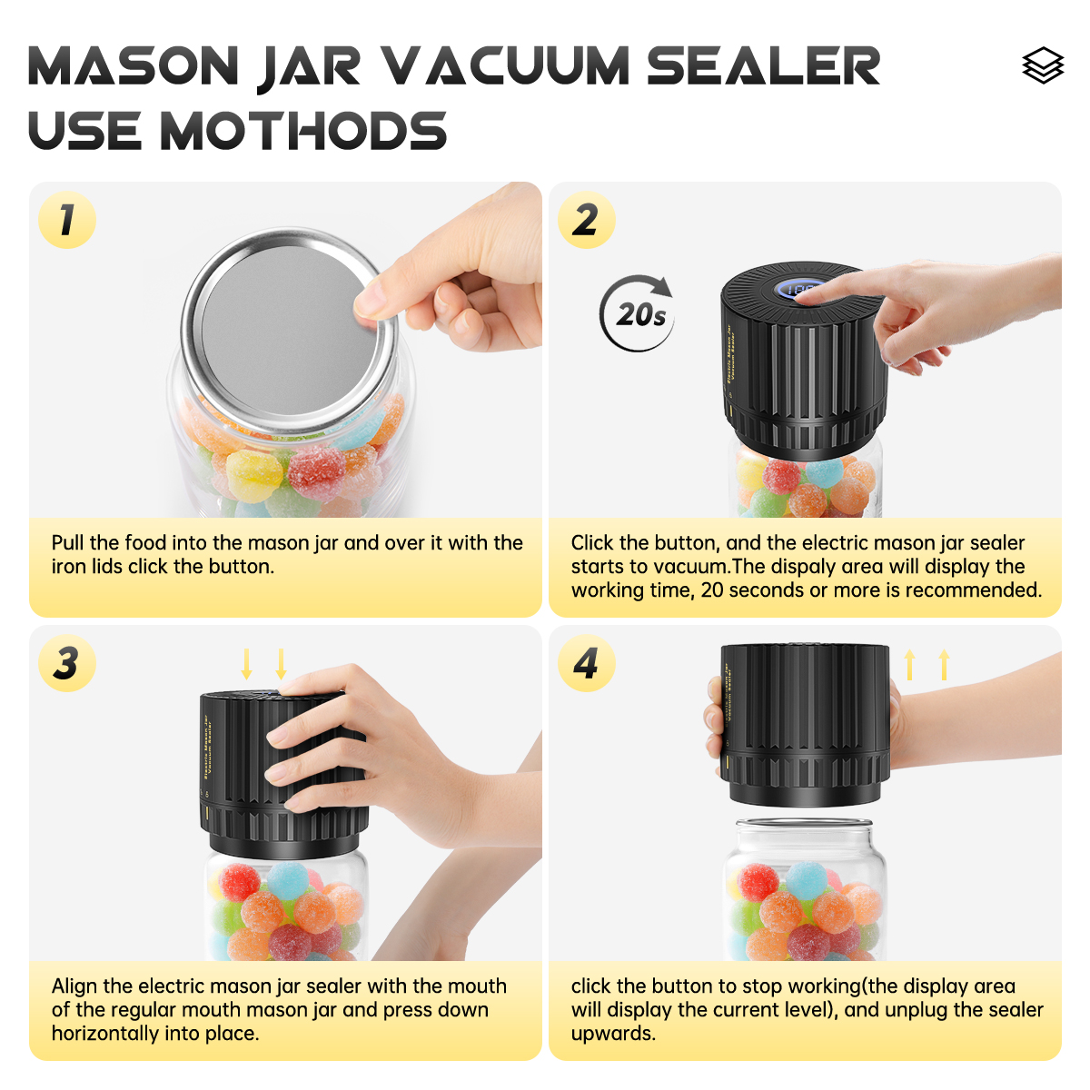 GPED Mason Jar Vacuum Sealer, Cordless Electric photo 3