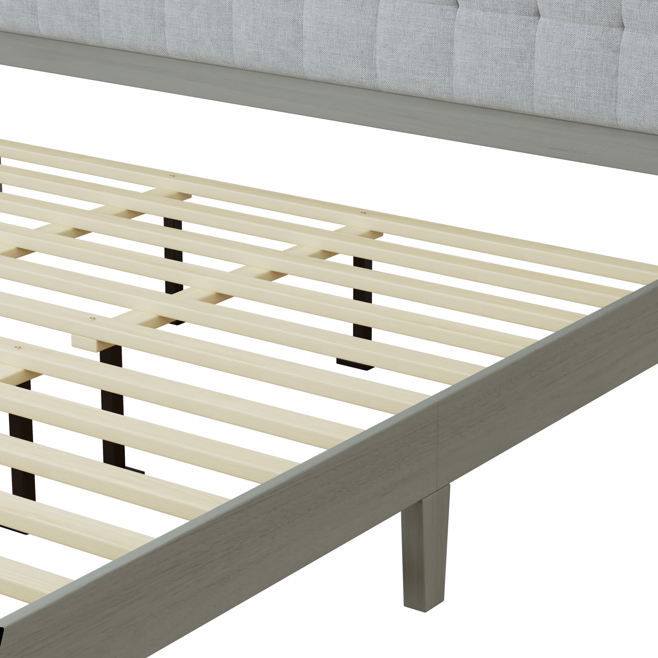 Christopher Knight Home Bohemian California King Bed Frame with Grey Tufted Headboard and Solid Wood