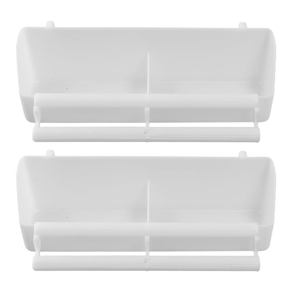Parakeet Bird Feeder 2-Pack, Double Compartment Food Dispenser with Perch, Large Capacity Plastic Cage Attachment for Easy Feeding, White