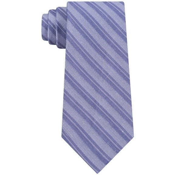 Calvin Klein Mens Linen Stripe Self-tied Necktie, Purple, One Size