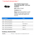 thumbnail image 2 of Upper Radiator Support Cover - Compatible with 2009 - 2014 Ford Expedition 2010 2011 2012 2013, 2 of 2