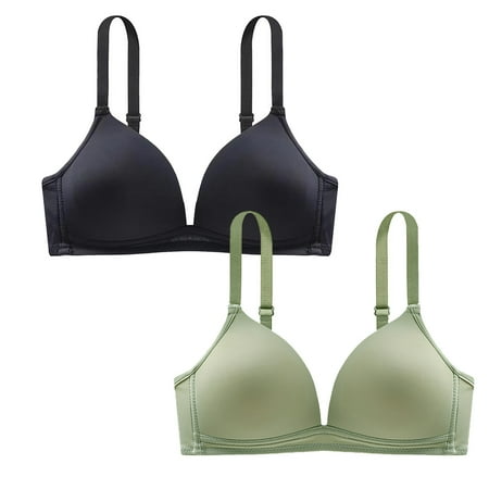 Blczomt Comfort Bralette for Women Plus Size No Underwire Balconette Green Push Up Bra 2PC