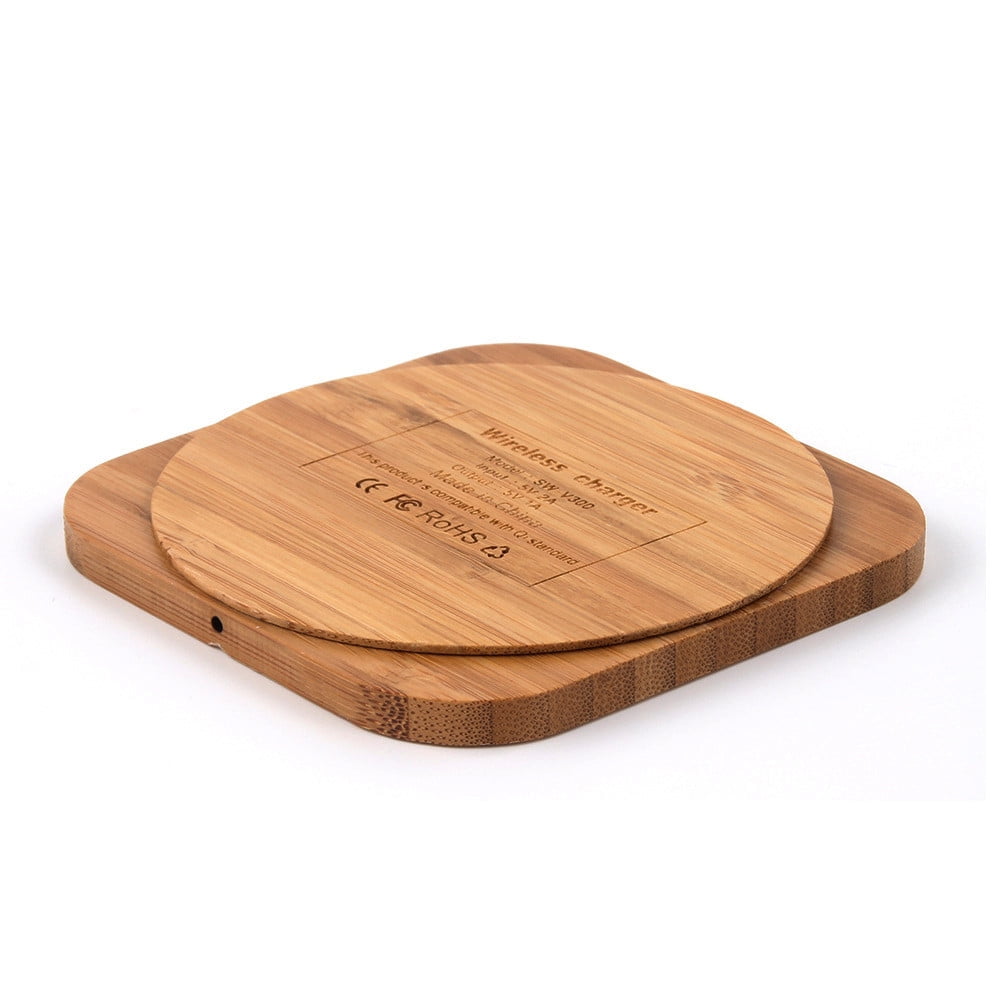 Weloille 10W Slim Wood Wireless Charger Pad, Fast Charging Qi-Compatible for Samsung Note 9, iPhone, Android Devices